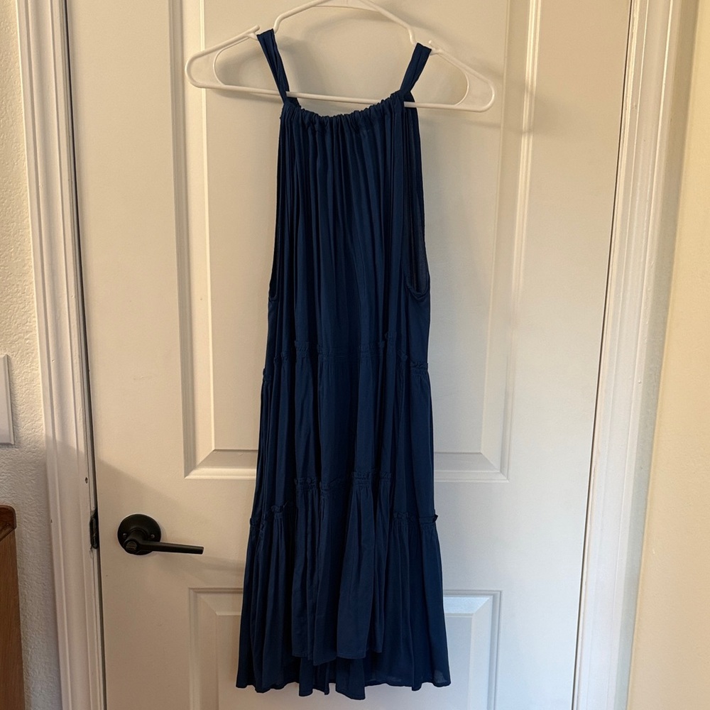 Elan Deep Blue Gathered Dress